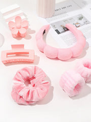 7Pcs Fashion Microfiber Washing Wristbands Scrunchies Puffy Headband Spa Bubble Headband for Washing Face Makeup Shower Skincare 