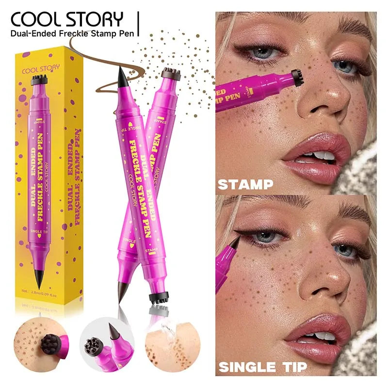 Double-end Freckles Stamp Pen Makeup 3-IN-1 Eyeliner Freckle Seal Waterproof Face Concealer Contour Natural Brown Freckle Makeup