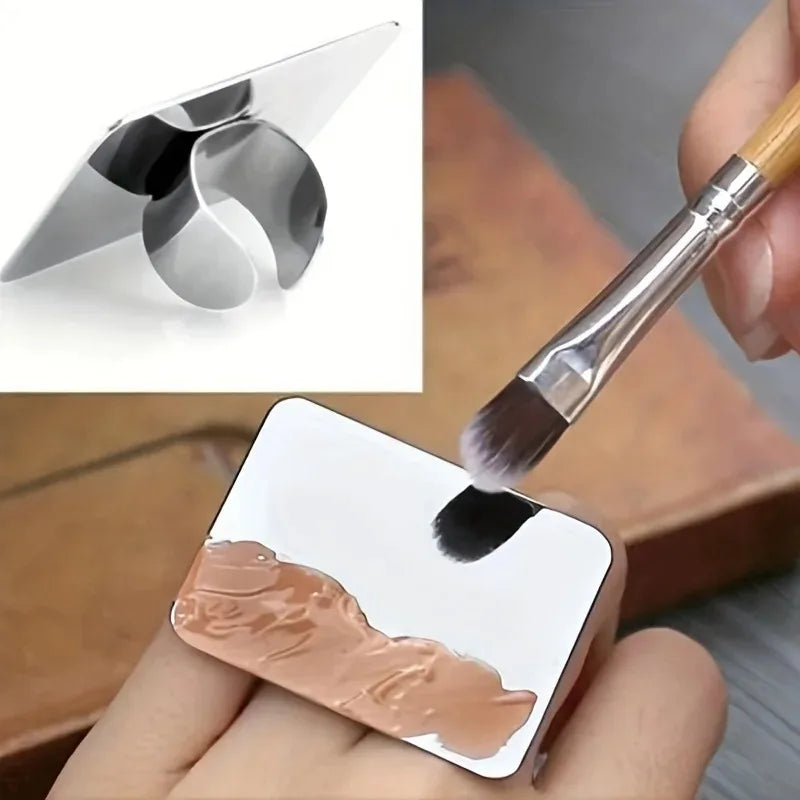 Makeup Mixing Palette,  Makeup Spatula Palette with Foundation Spatula, Stainless Steel Makeup MixingTray Nail Art Palet