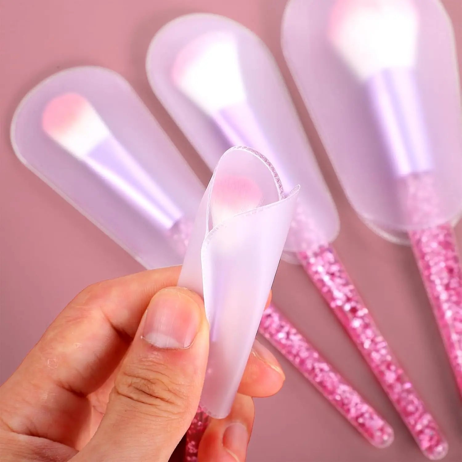 20PCS Makeup Brush Covers - 5-Size Universal Fit, Clear Dust-Proof Sleeves for Travel & Salon Storage (Hygienic Protection)