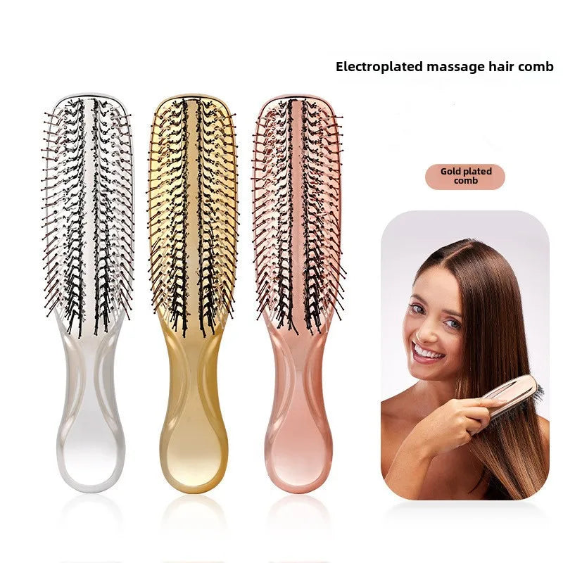 Japanese Premium Head Massager Scalp Brush Hair Massager Shampoo Brush Wet Plastic Detangling Brush Hair Cleaning Comb Rose Gold dylinoshop