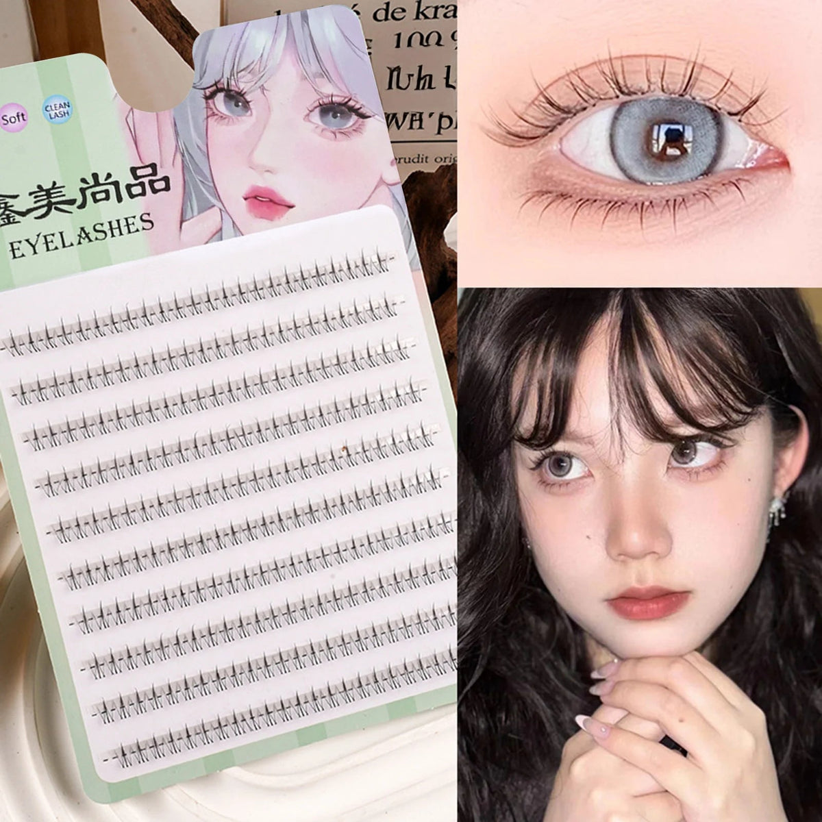 Lower Lash Clusters, V-Shaped, 10-Row Natural False Eyelashes dylinoshop