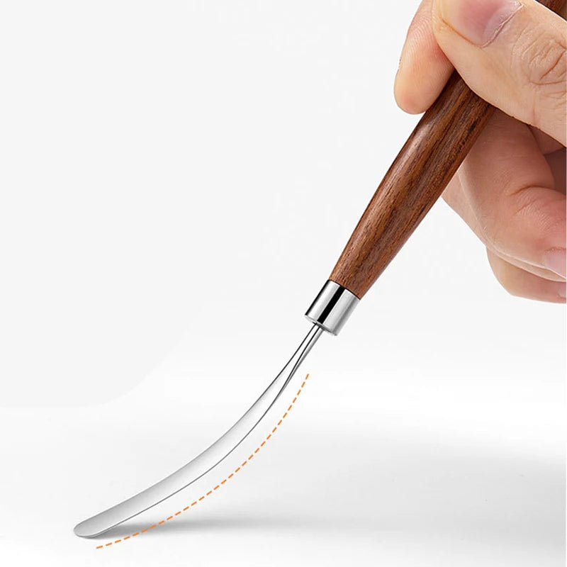 Stainless Steel Pigment Mixing Spatula Wooden Handle Nail Art Makeup Stirring Rod Cream Foundation Mixing Tool  Manicure Tools