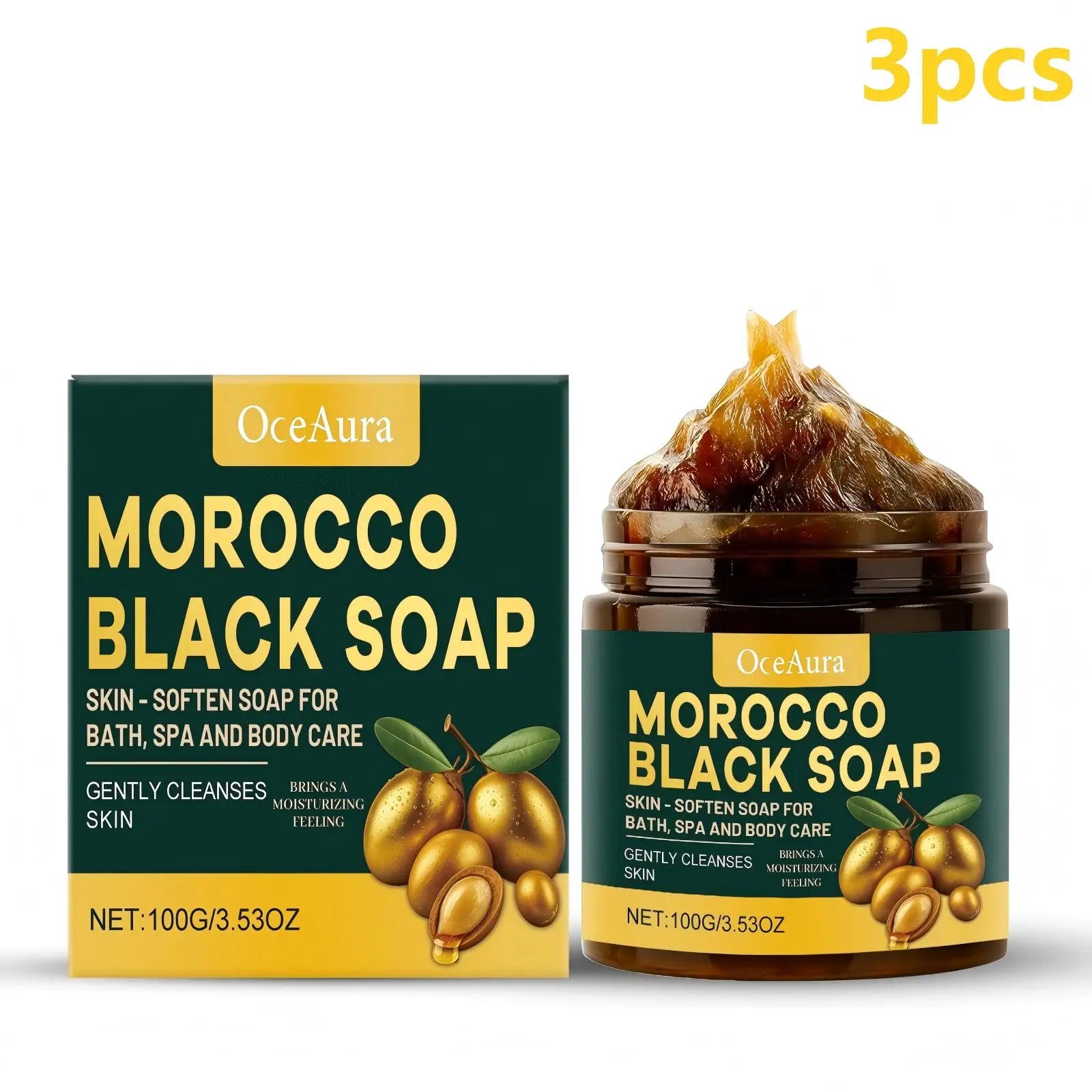 Moroccan Black Soap Deep Cleansing Body Scrubs to Exfoliate Skin Odor Eliminator Dead Skin Remover Argan Oil Body Cleanser 100g