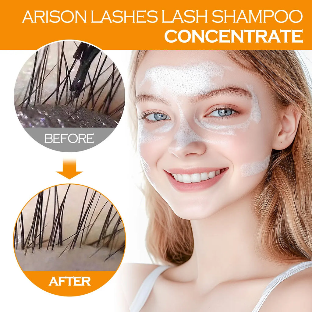 ARISON 100ml Lash Shampoo Concentrate No Stimulation Lash Cleanser DIY Professional Eyelash Extension Bath Foam Makeup Remover