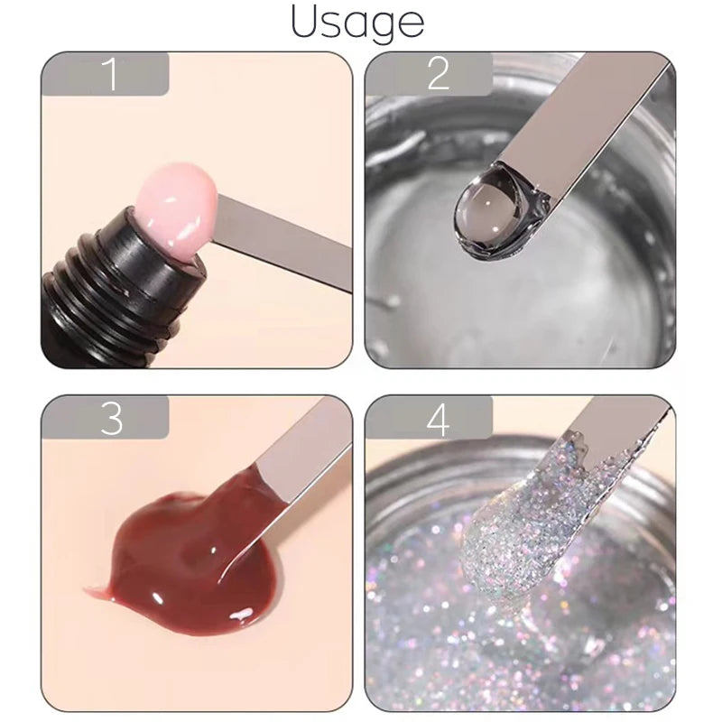 Stainless Steel Pigment Mixing Spatula Wooden Handle Nail Art Makeup Stirring Rod Cream Foundation Mixing Tool  Manicure Tools