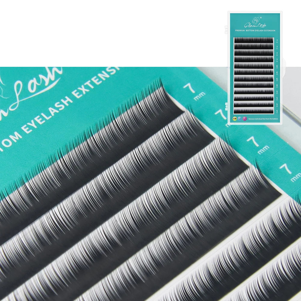 GLAMLASH Bottom Brown Lower Lashes 567mm Short Synthetic Mink Individual Eyelash Extension Lower Eyebrow Lashes Makeup Tools