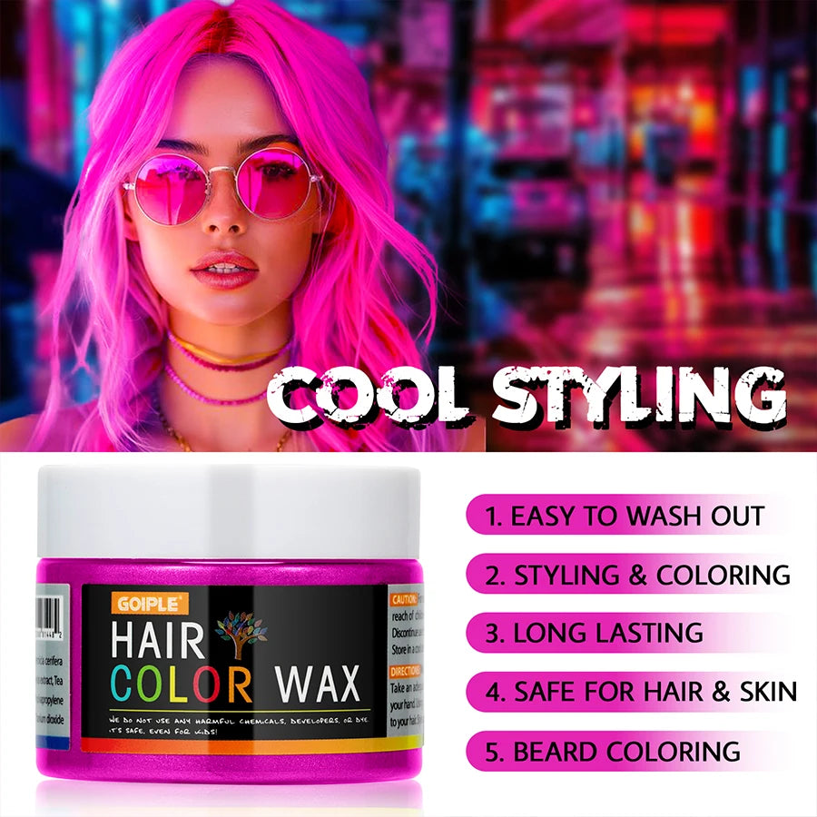 Valentine's Day DIY Hair Dyed Mud Hair Colour Wax Easy To Wash Coloring Cream One-time Hairs Beard and Eyebrows Colour Products dylinoshop