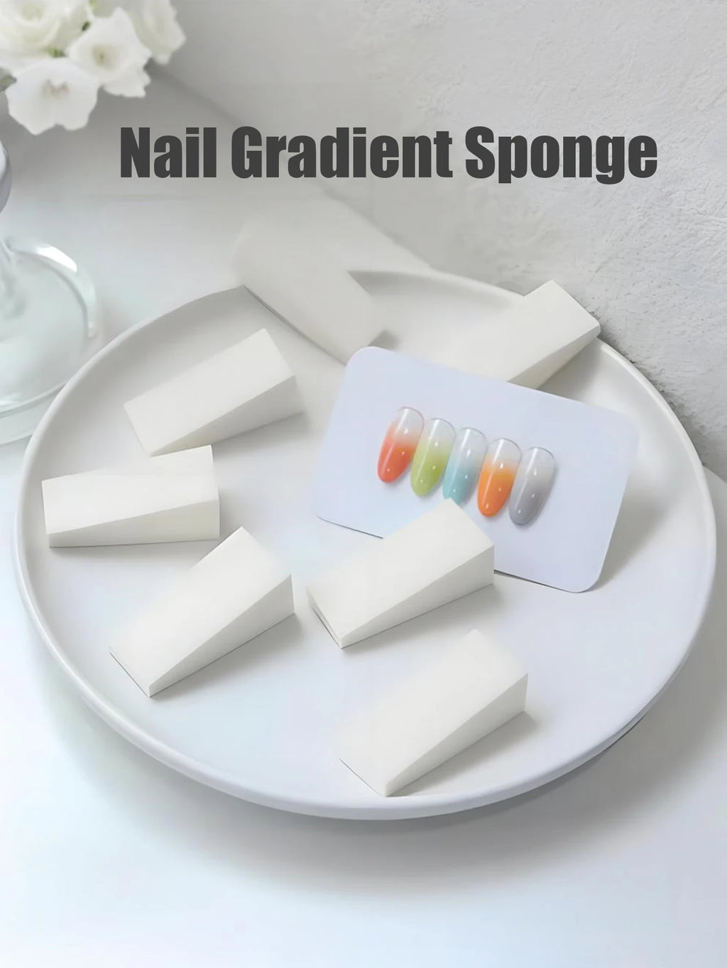 20/50Pcs High Density Nail Gradient Sponge Set White Triangle Press Gel Makeup Sponge Kit for Professional Nail Art DIY Blending