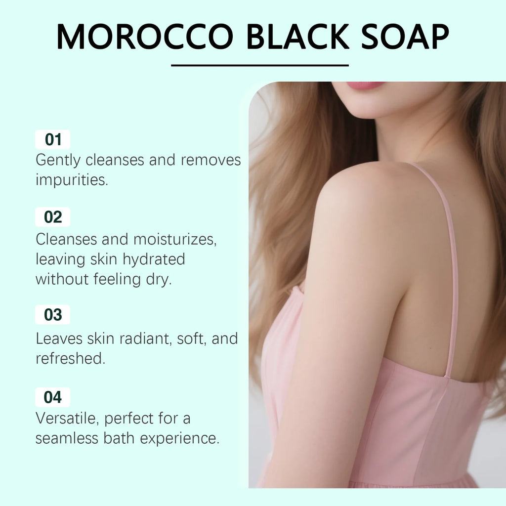 Moroccan Black Soap Deep Cleansing Body Scrubs to Exfoliate Skin Odor Eliminator Dead Skin Remover Argan Oil Body Cleanser 100g