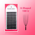 MASSCAKU 8D-10D U-Shaped Eyelashes C D Curl 8-15MM MIX Matte Black Premium Soft Silk Parallel Eyelashes For Makeup Tools