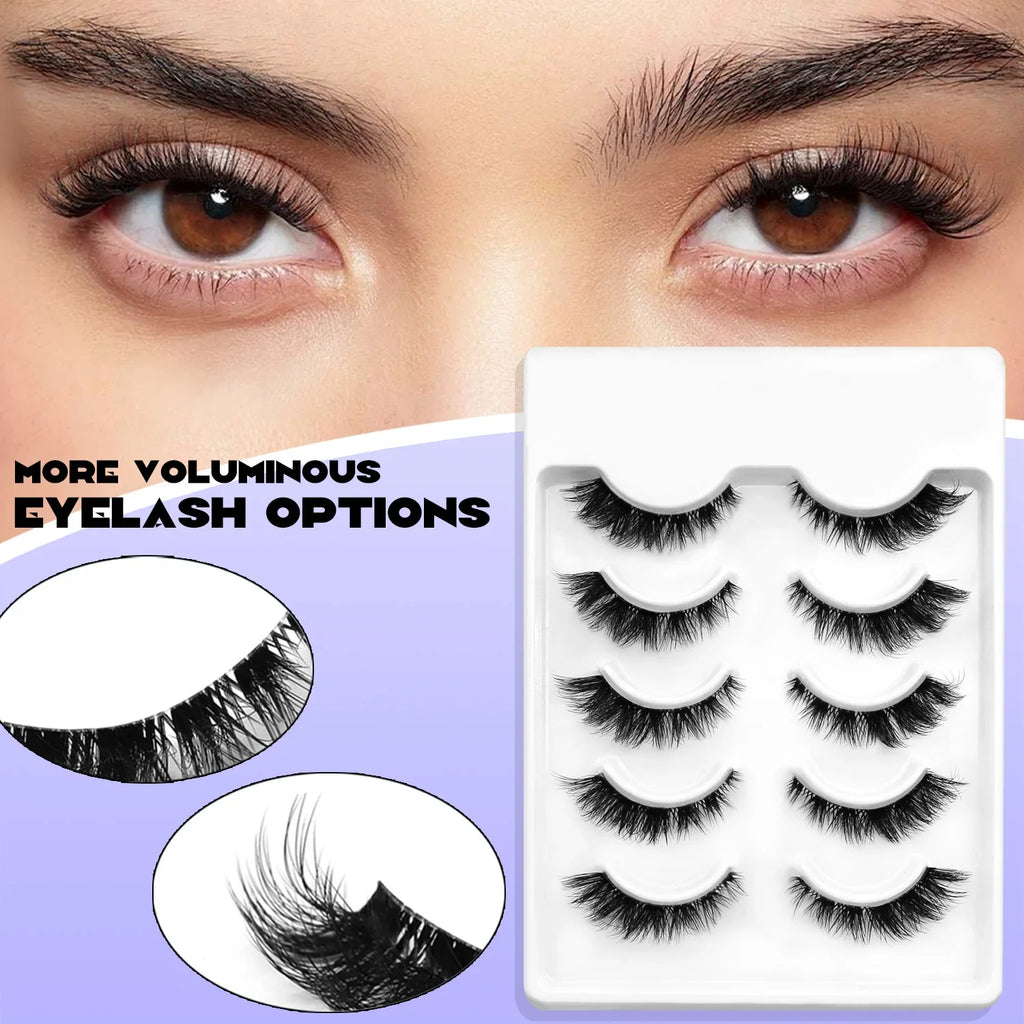 Veltrinay Cat Eye Lashes Soft Natural Faux Mink Eyelashes Fake Lashes Natural Look Wispy Winged End Eye Elongated Makeup