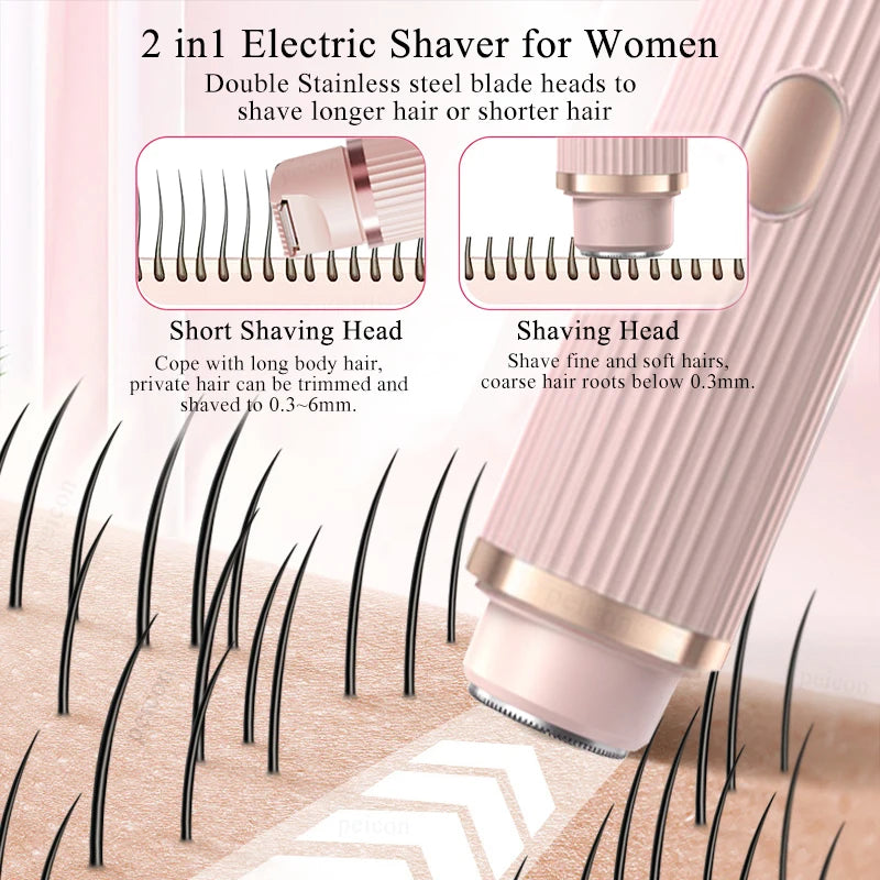 Women's 2-in-1 Cordless Bikini Trimmer & Shaver, Dual-Head