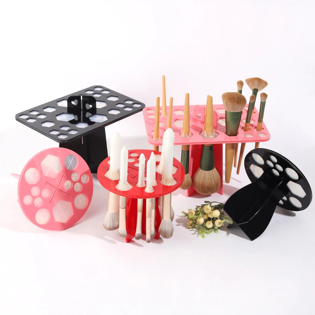 Makeup Brush Drying Rack, Acrylic Brush Drying Rack, Cleaning Storage Tool Display Rack, 14 Holes, 28 Holes, Drying Storage