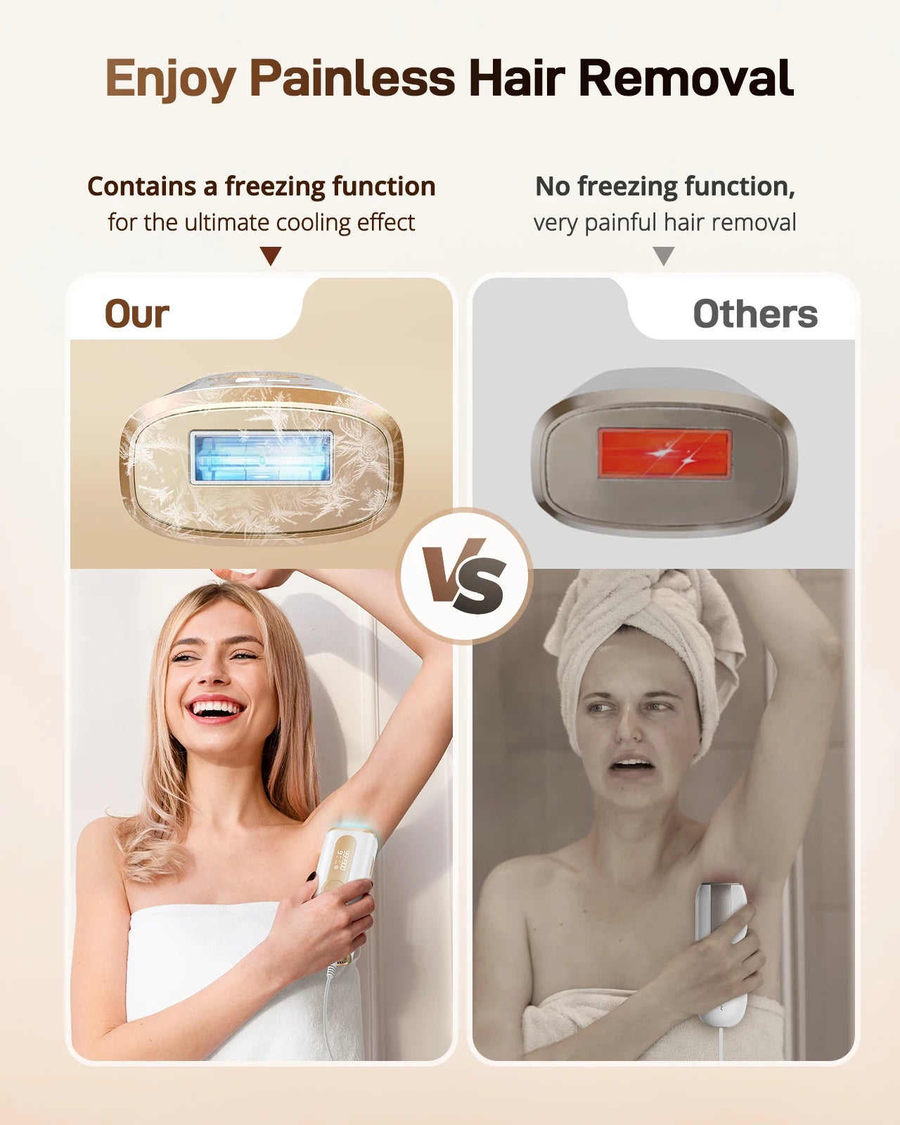 IPL Hair Removal Device with Ice Cooling – 3-in-1 Photoepilator for Face & Body