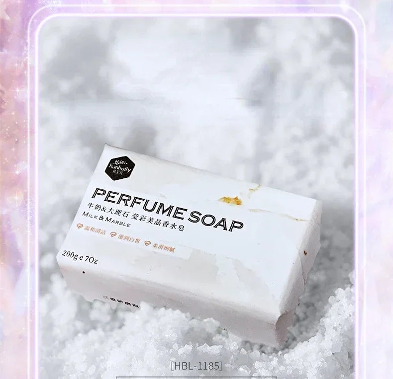 Hanbolly 200g Crystal Perfume Soap - Handmade Volcanic Mud Bath Soap with Tea Tree & Sea Salt for Cleansing Wedding Gift