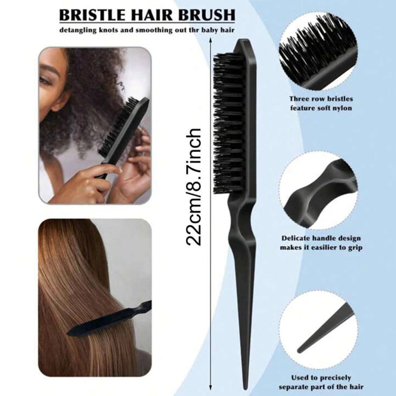Bristle Slick Back Hair Brush for Sleek Ponytail Bun & Smoothing Baby Hairs, Flyaways, Edge Control - Backcombing & Teasing dylinoshop