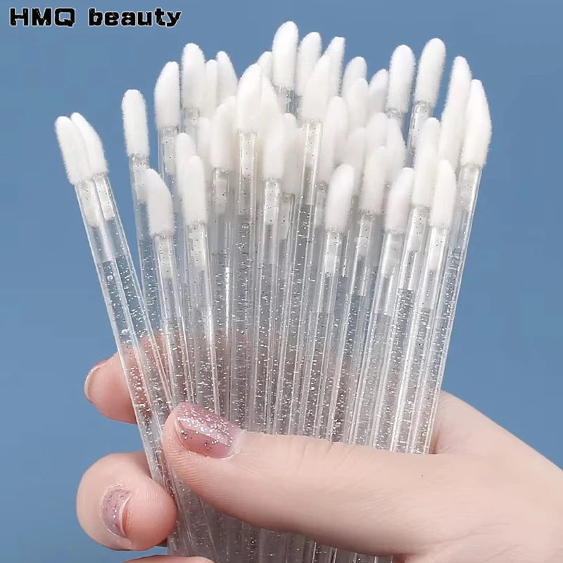 50Pcs Crystal Eyelashes Brushes Individual Lash Removing Cleaning Mascara Applicator Lip Brushes Makeup Eyelash Extension Tools