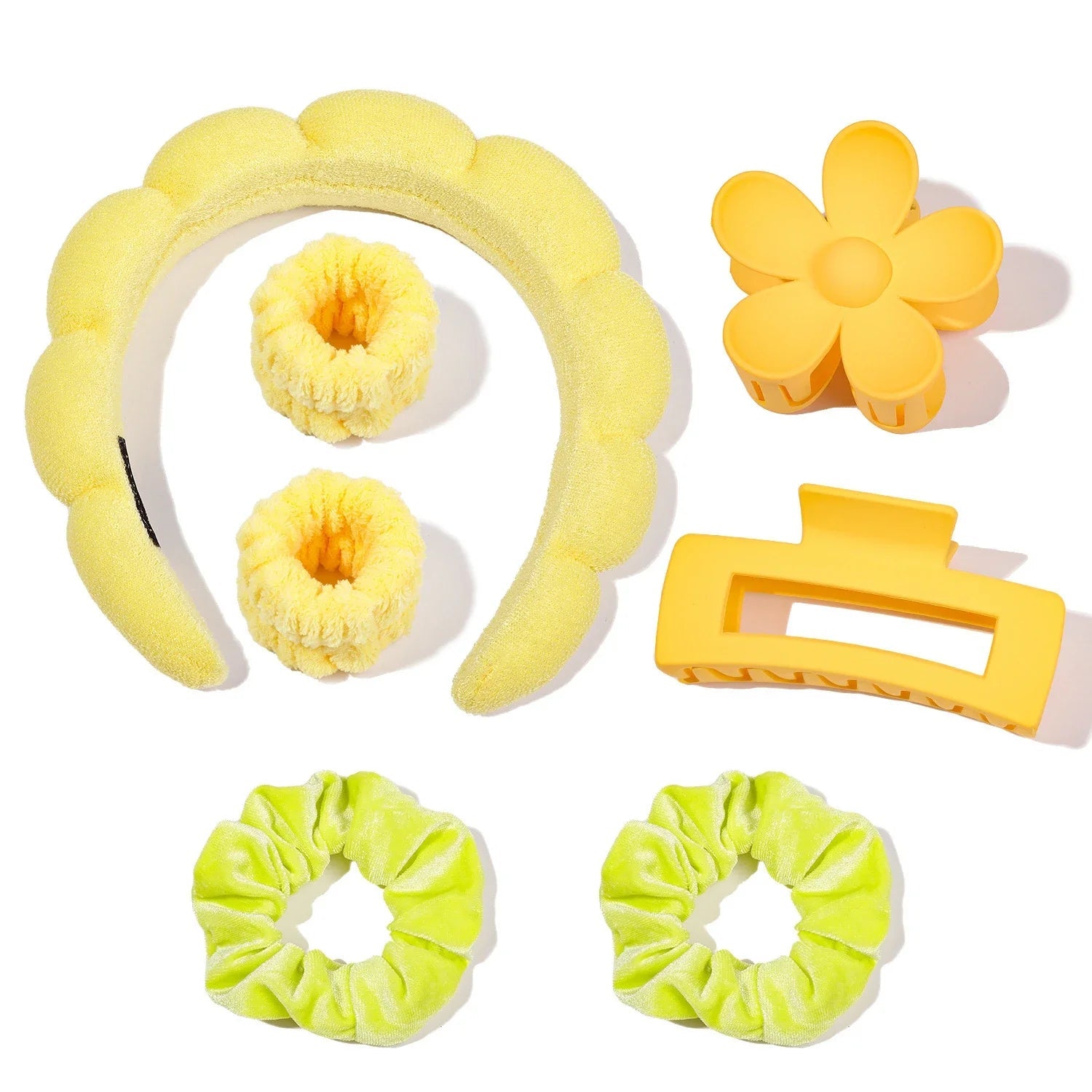 7Pcs Fashion Microfiber Washing Wristbands Scrunchies Puffy Headband Spa Bubble Headband for Washing Face Makeup Shower Skincare 