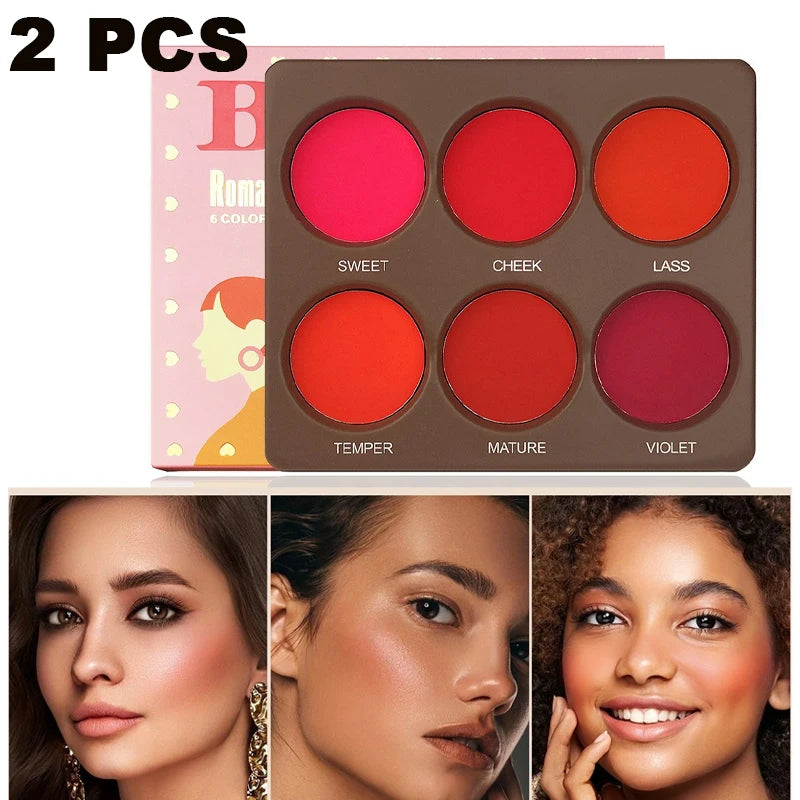 6-Color Matte Blush Palette – Long-Lasting, Buildable, Waterproof