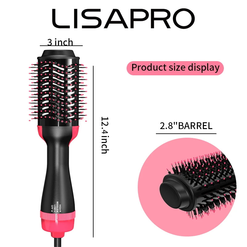 LISAPRO 3-in-1 1000W Hot Air Brush – One-Step Dryer & Volumizer