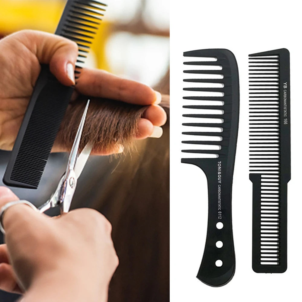 Black Flattop Hair Cutting Comb Wide Tooth Men Cut Hair Brush Professional Salon Barber Hair Clipper Hairdressing Carbon Combs dylinoshop