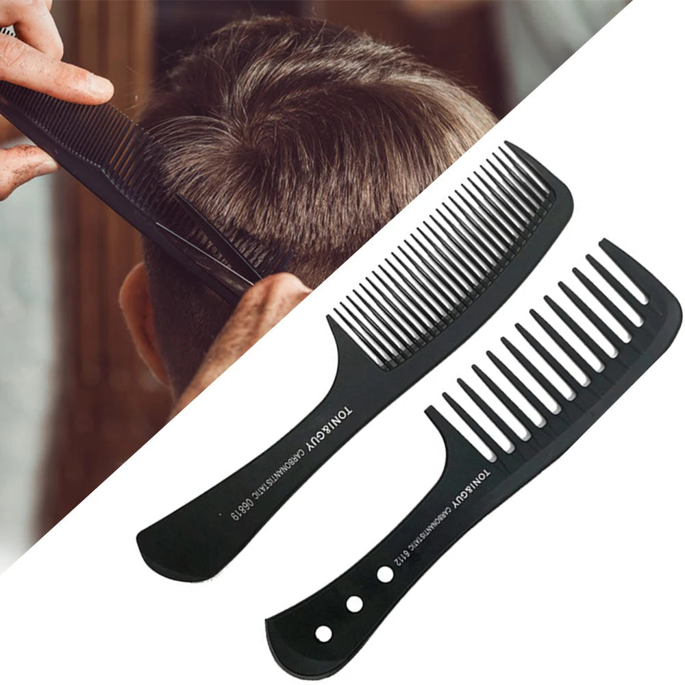 Black Flattop Hair Cutting Comb Wide Tooth Men Cut Hair Brush Professional Salon Barber Hair Clipper Hairdressing Carbon Combs dylinoshop