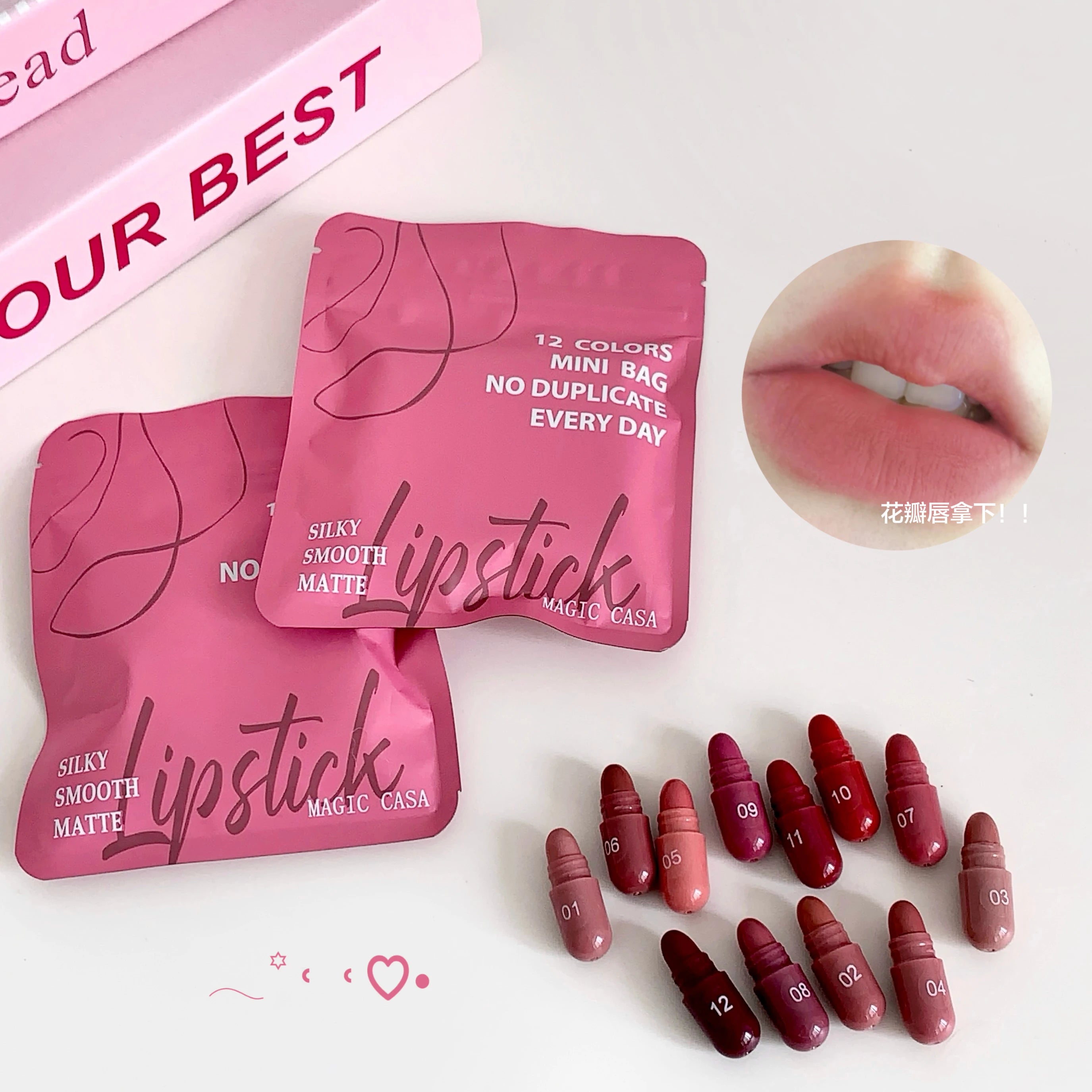 Magic Casa 12 Color Matte Lip Balm Set, Long-Lasting & Non-Fading, Perfect Gift for Women, Ideal for Makeup Festival
