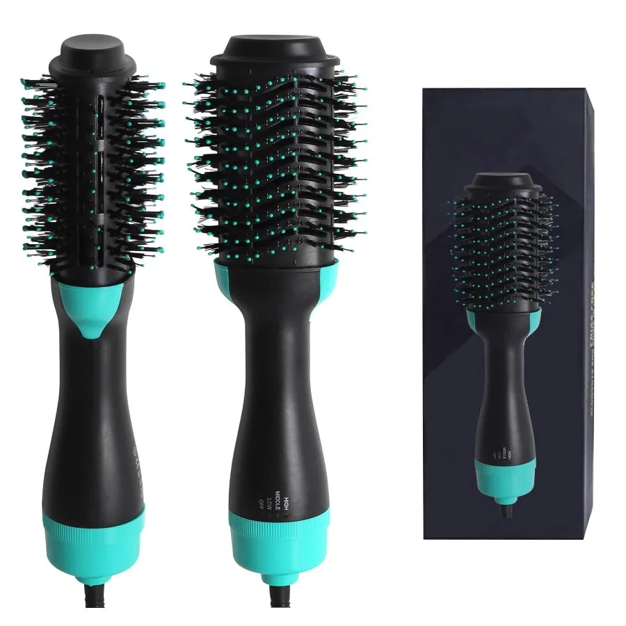 4-in-1 Hot Air Styling Brush with Rotating Ceramic Barrel - Dries, Curls, Straightens & Volumizes