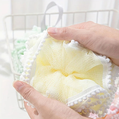 4-Pack Bath Pouf Sponges - Exfoliating Bath Flower, Assorted Colors dylinoshop
