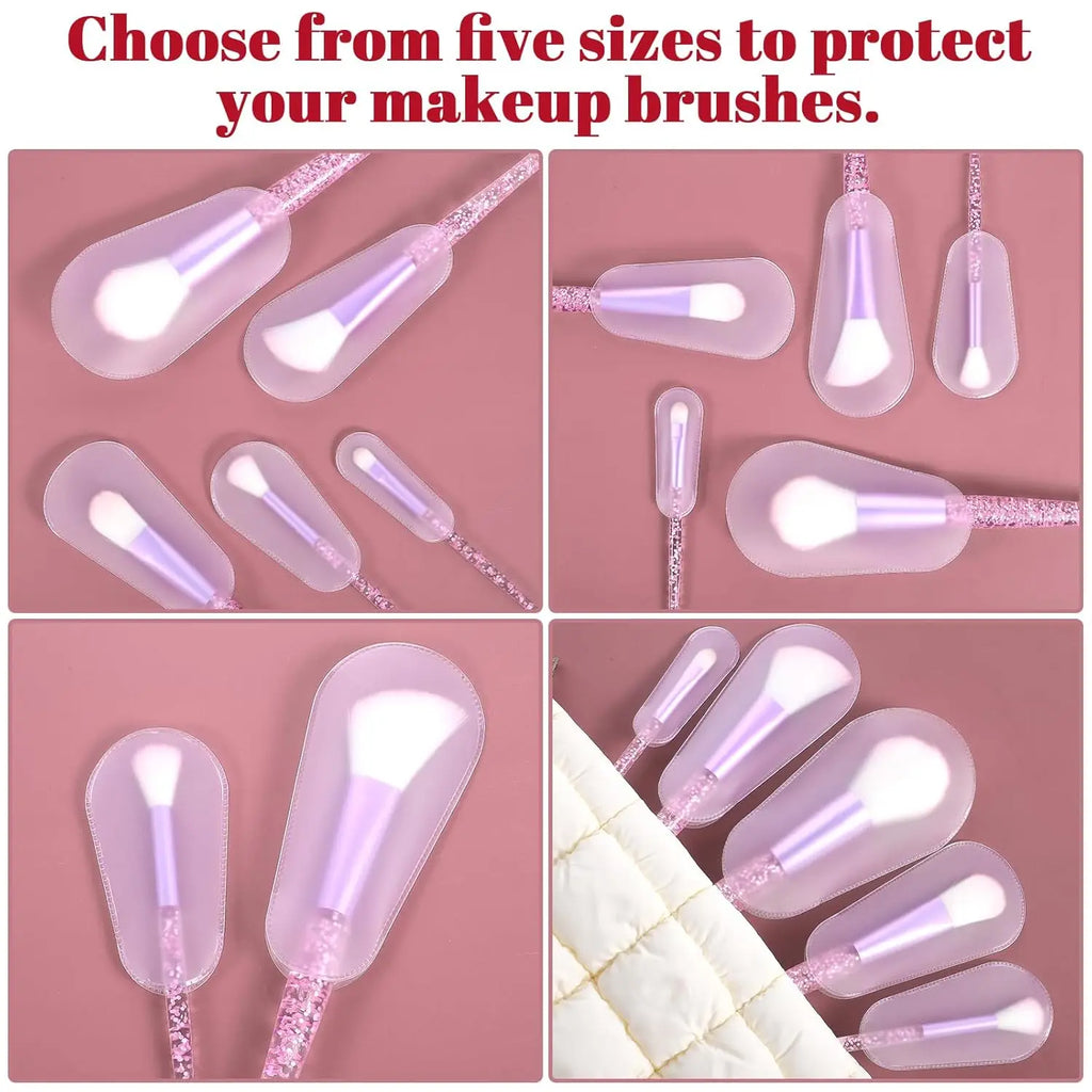 20PCS Makeup Brush Covers - 5-Size Universal Fit, Clear Dust-Proof Sleeves for Travel & Salon Storage (Hygienic Protection)