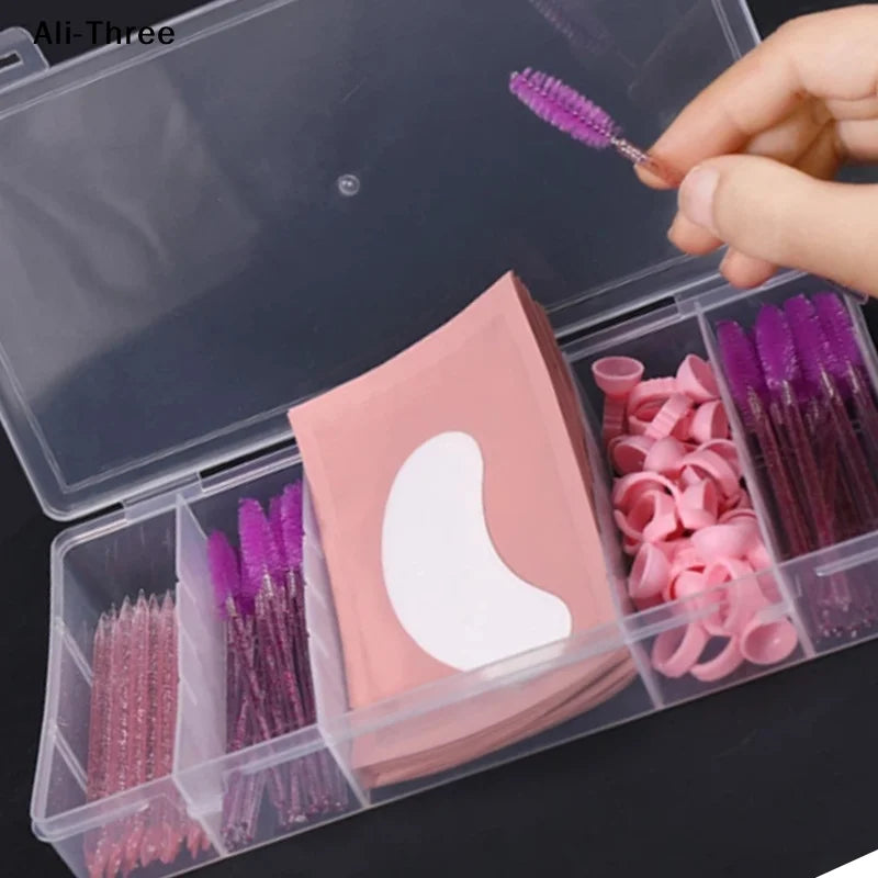 1Pc Transparent With Cover Rectangle Vertical 5 Grid Eyelash Extension Tool Storage Box Glue Tweezer Holder Makeup Organizer
