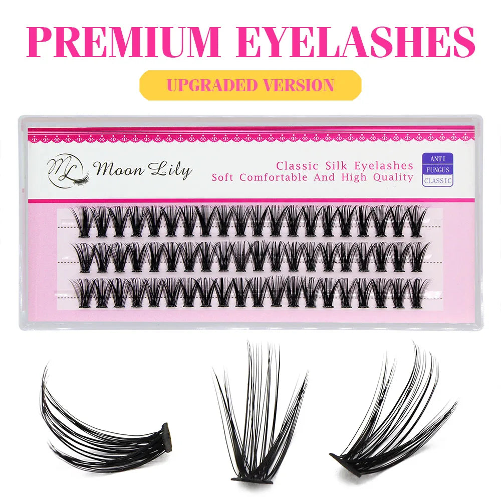 New Arrival Moonlily 60pcs Silk Makeup Individual Mink EyeLashes 3D Volume Grafting False Black Extensions Cluster Lash Bundle