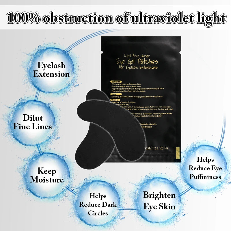 100% obstruction of ultraviolet light Black Pads For Eyelashes Extension Eye Protection Professional Makeup tools 50pairs