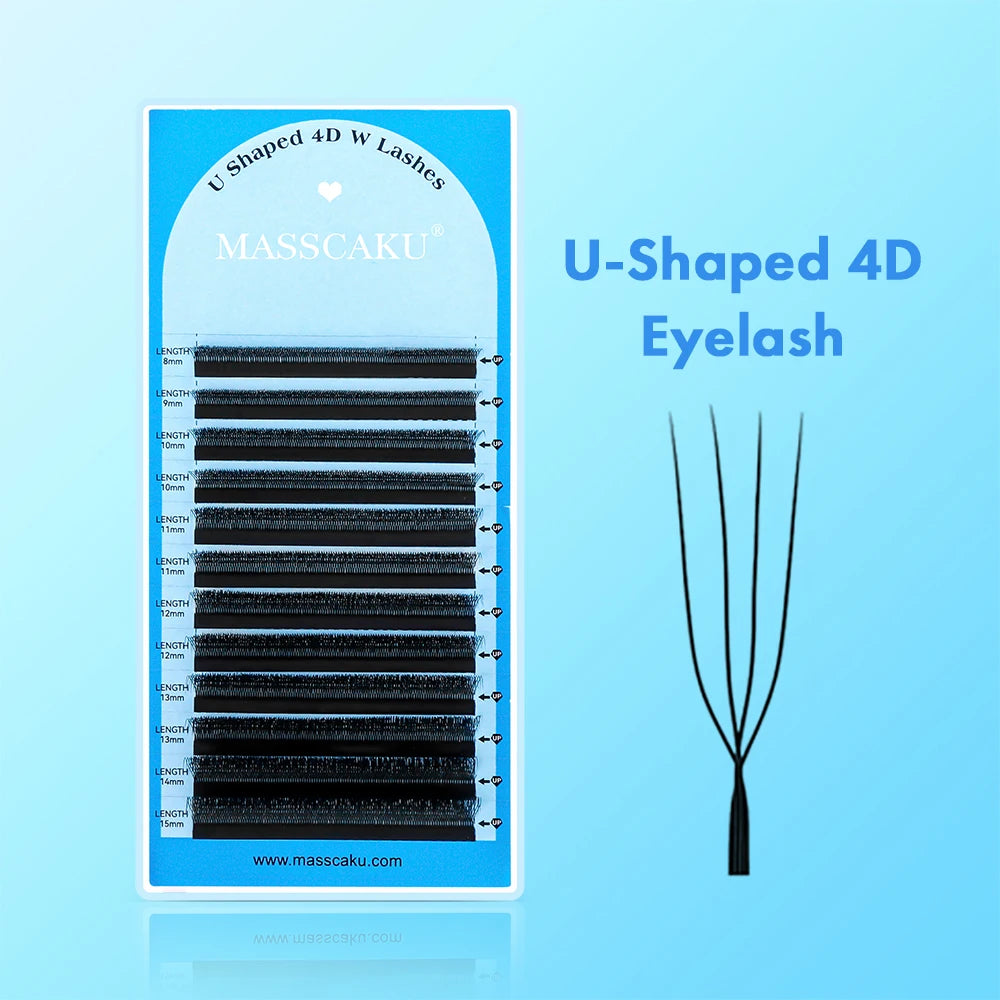 MASSCAKU U-Shape Volume Lashes – Silk-Soft Synthetic, 8-15mm Mix dylinoshop