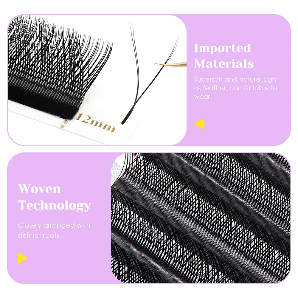 MASSCAKU U Shape YY Eyelashes 0.07mm Thickness Premade Fans Volume Lashes Extension Wispy Mink Self Fanning Eyelash for Makeup
