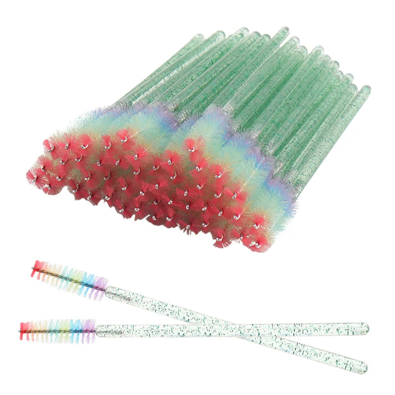 Disposable Eyelash & Eyebrow Spoolie Brushes – 50-Piece Crystal Comb Set dylinoshop