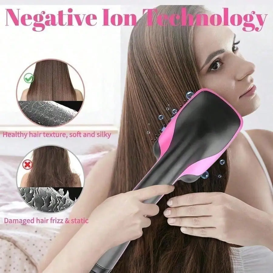 3-in-1 Negative Ion Hot Air Straightener - Straightens, Dries & Smooths Hair