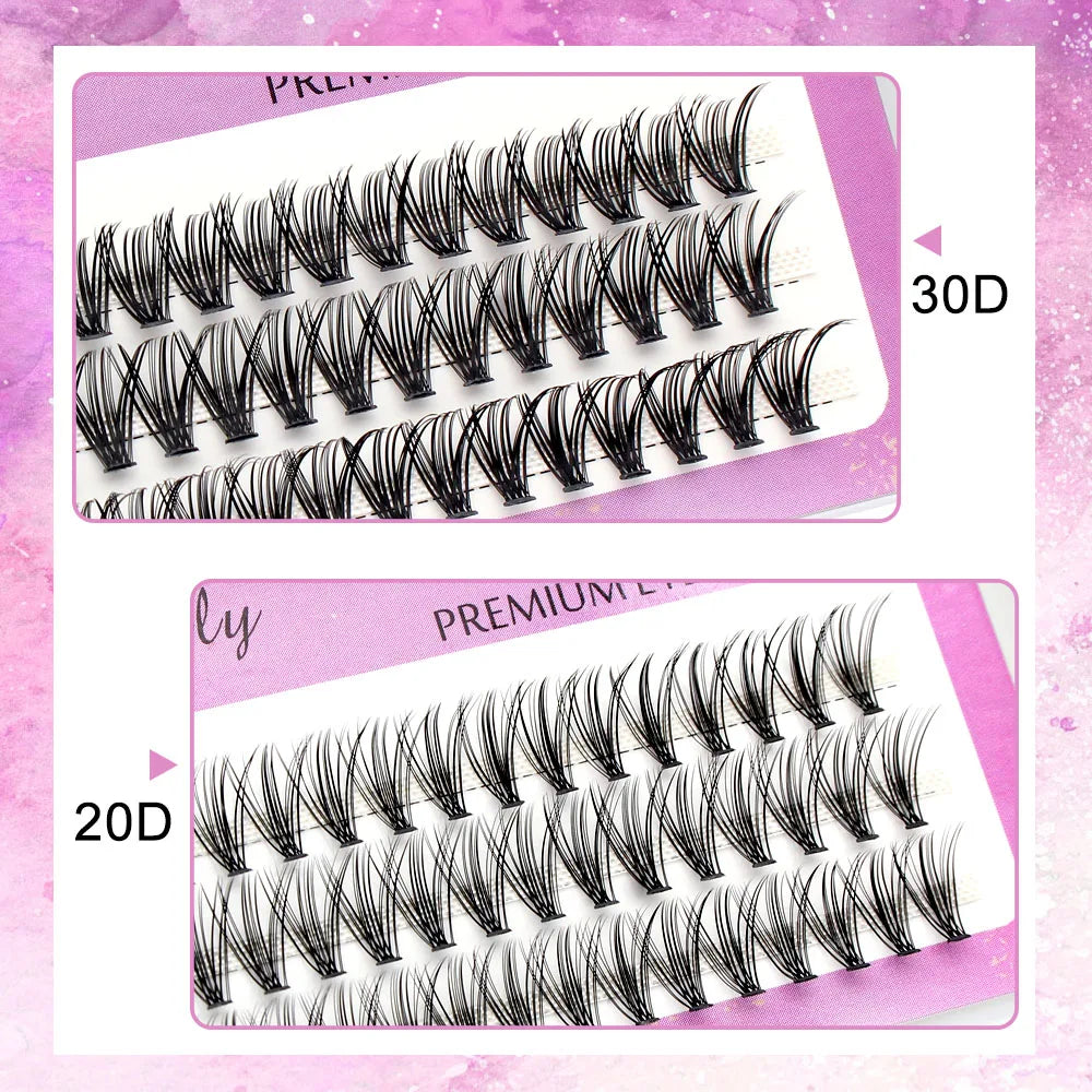 Moonlily High Quality 20D 30D Artificial Mink Eyelashes Grafted Professional Makeup Single Cluster Lashes Natural Soft Bundles