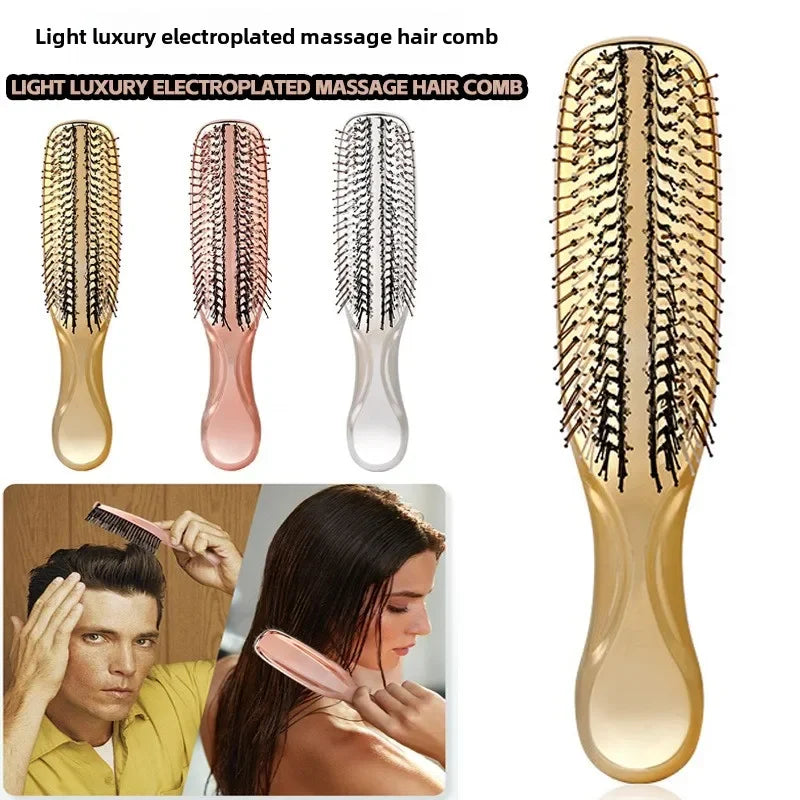 Japanese Premium Head Massager Scalp Brush Hair Massager Shampoo Brush Wet Plastic Detangling Brush Hair Cleaning Comb Rose Gold dylinoshop