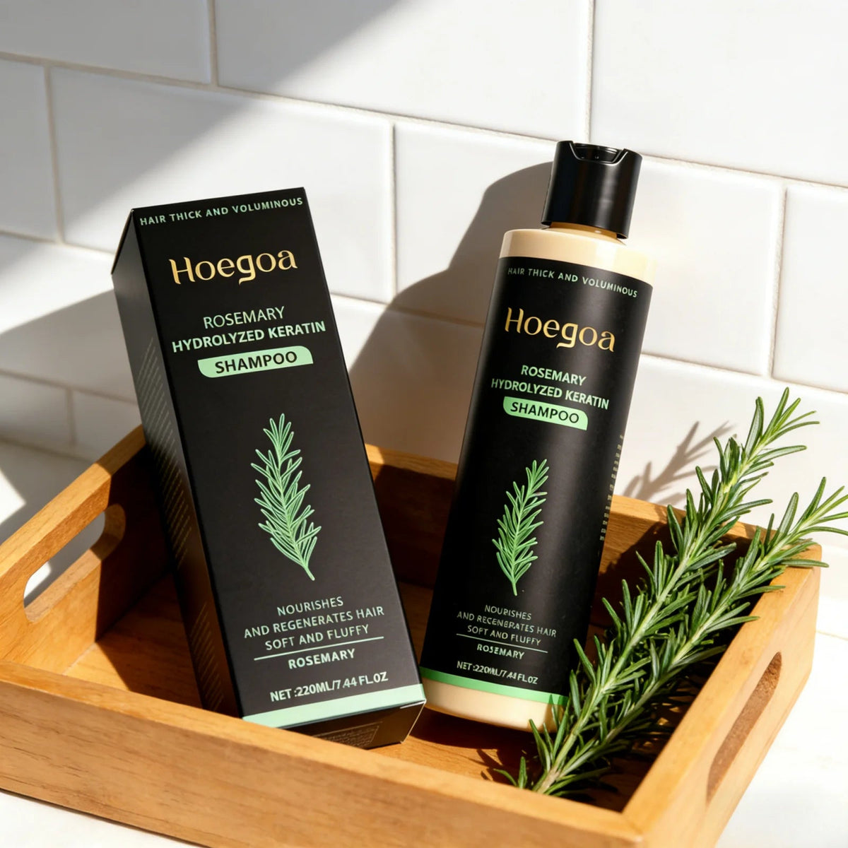 Hoegoa Rosemary Hydrolyzed Keratin Shampoo Strengthening Hair Cleaning Lightweight Hair Loss Treatment Hair Regrowth Shampoo dylinoshop