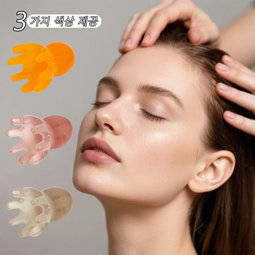 Cute Octopus Scalp Massage Comb (Resin)｜Korean Hair Care, Stress Relief, Anti-Hair Loss, Portable Head Massager for Home & Trave dylinoshop
