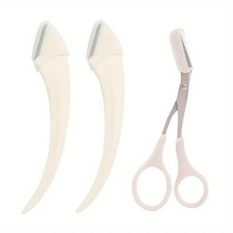 3-Piece Eyebrow Grooming Set - Trimmer, Scissors & Comb, Stainless Steel dylinoshop