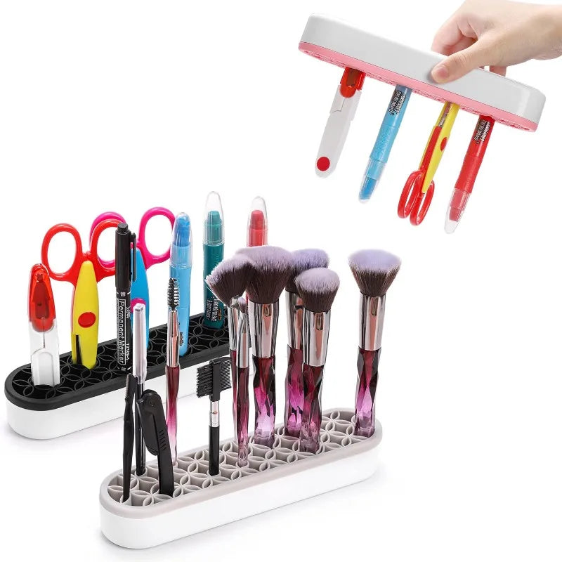 1Pc Makeup Brush Holder Nail Pen Display Stand Silicone Organizer Drying Rack Storage Case