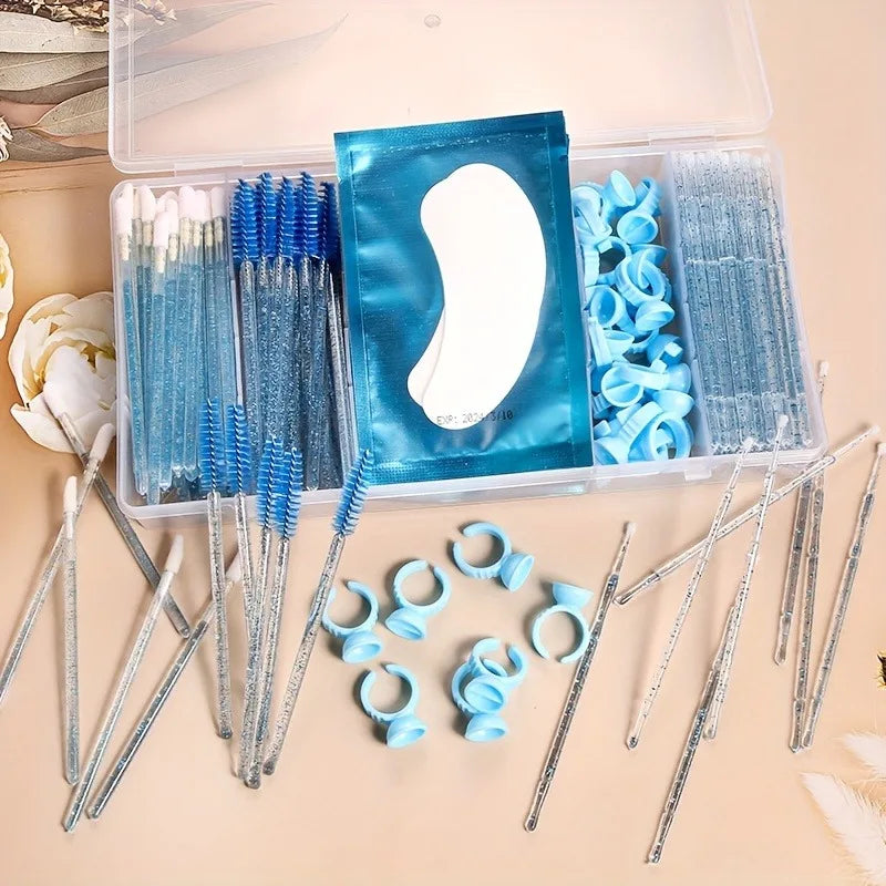 130 pcs set  Glue Tweezer  Organizer makeup With Cover Rectangle Vertical 5 Grid Eyelash Extension Tool Storage BoxHolder Makeup