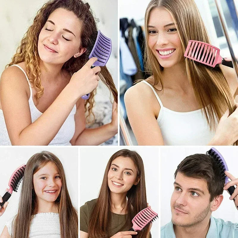 Hair Brush Scalp Massage Comb Hairbrush Boar Bristle Nylon Women Wet Curly Detangle Hair Brush Salon Hairdressing Styling Tool dylinoshop