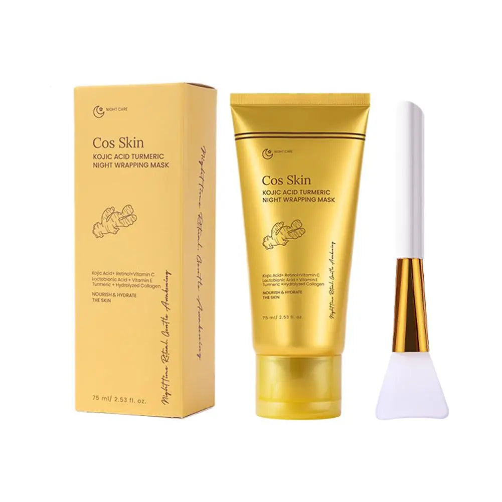 Kojic Acid Turmeric Overnight Wrapping Peel Off Mask Kit Nourish Hydrolyzed Collagen Glowing Skin Refresh Skin Firming Skincare 