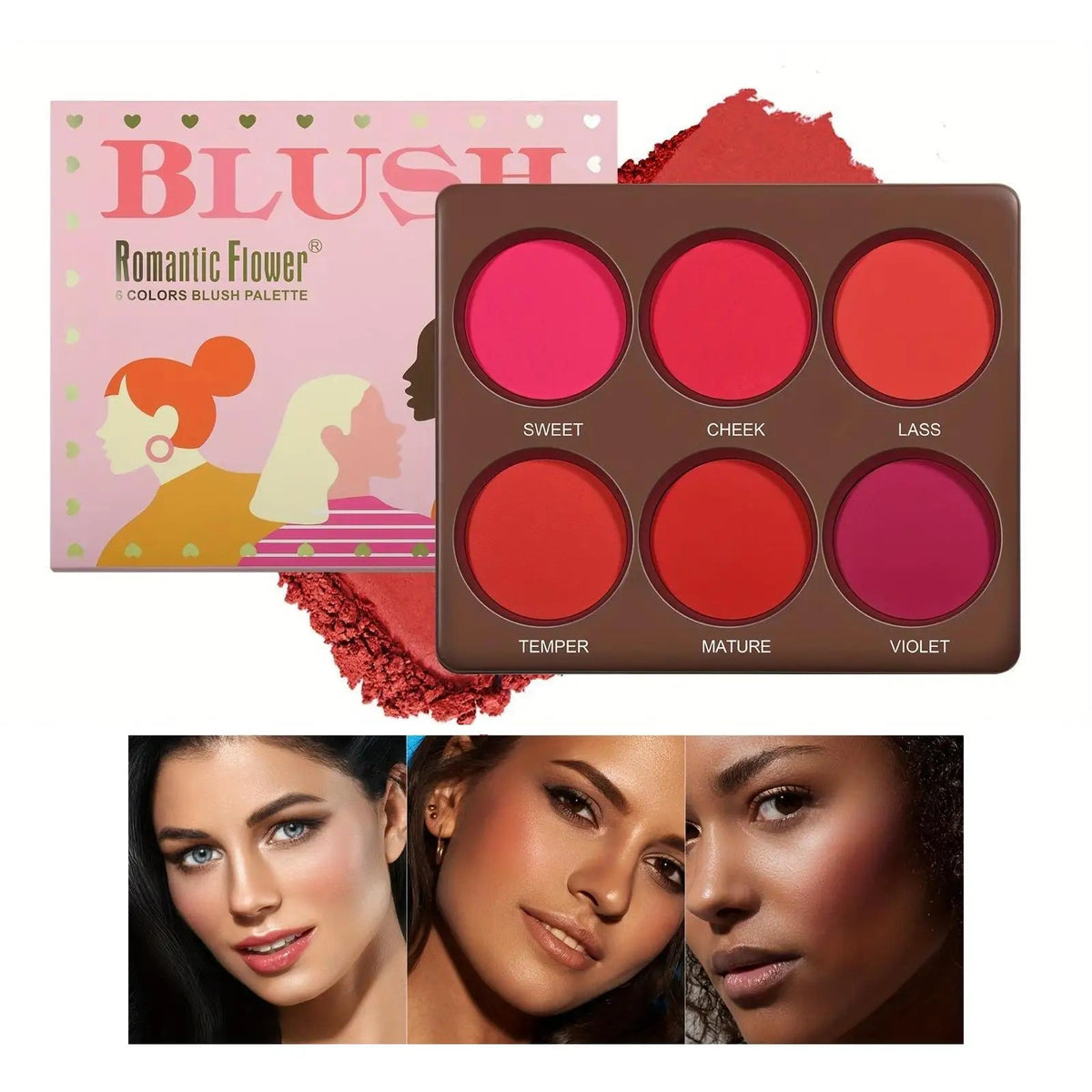 6-Color Matte Blush Palette – Long-Lasting, Buildable, Waterproof dylinoshop