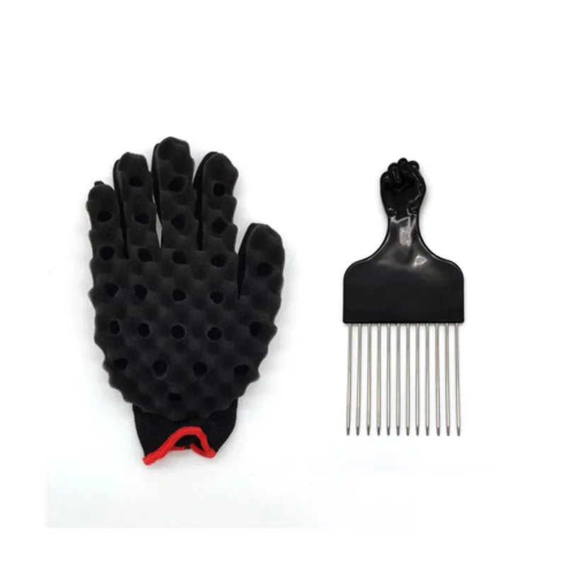 Barber Shop Men Hair Braider Twist Sponge Gloves African Hair Styling Fork Comb Hair Curls Foam For Salon Hairdressing Tools dylinoshop