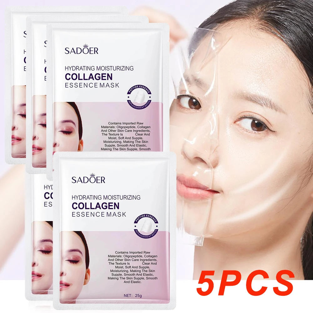 5pcs Hyaluronic Acid Collagen Face Mask skincare Moisturizing Hydrating Facial Masks Sheet Mask Skin Care 